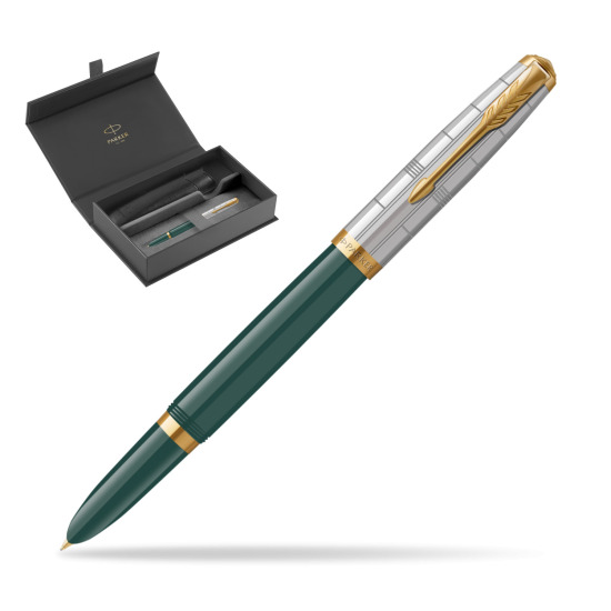 Pióro wieczne Parker 51 PREMIUM FOREST GREEN GT w oryginalnym pudełku Parker, wsuwane etui