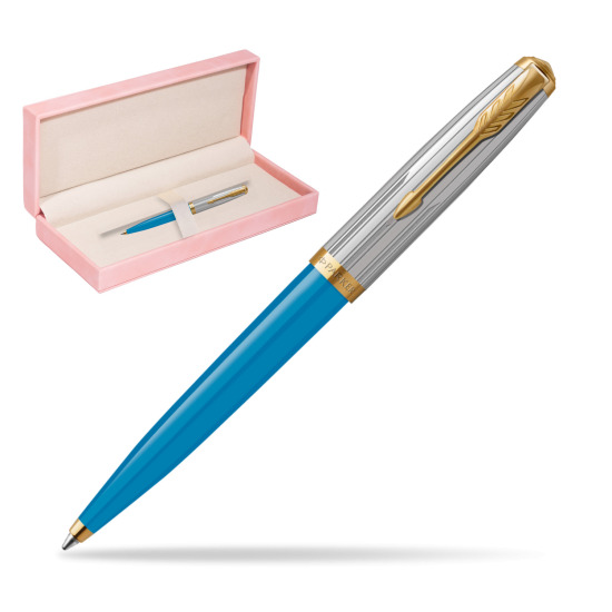 Długopis Parker 51 PREMIUM TURQUOISE GT w różowym pudełku zamszowym