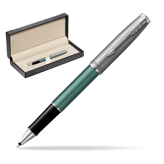 Pióro kulkowe Parker Sonnet Sand Blasted Metal Green CT w pudełku classic black