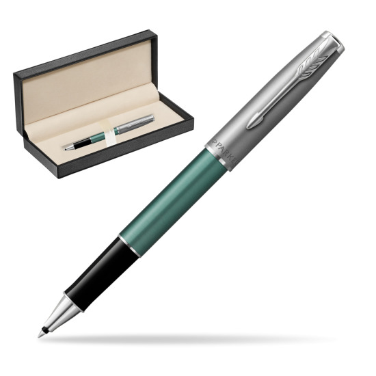 Pióro kulkowe Parker Sonnet Sand Blasted Metal Green CT w pudełku classic pure black