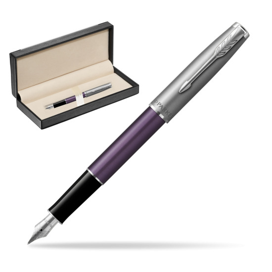 Pióro wieczne Parker Sonnet Sand Blasted Metal Violet CT w pudełku classic black