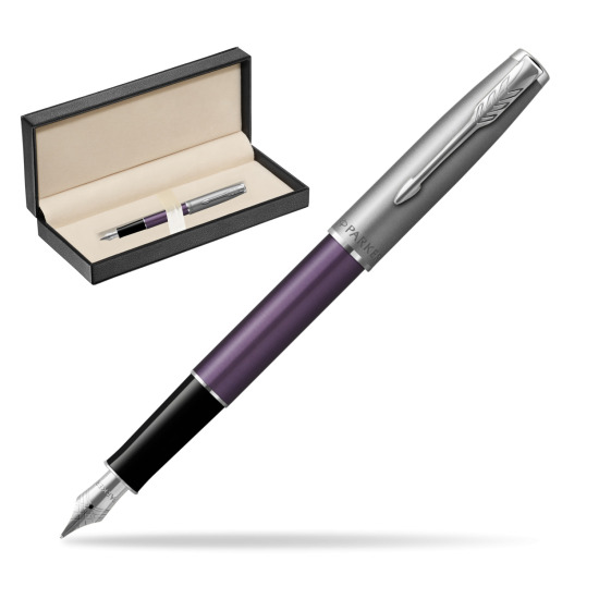 Pióro wieczne Parker Sonnet Sand Blasted Metal Violet CT w pudełku classic pure black