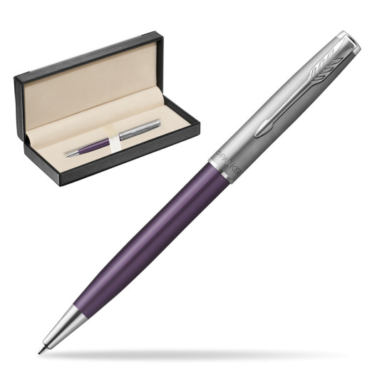 Długopis Parker Sonnet Sand Blasted Metal Violet CT w pudełku classic black