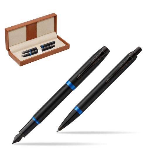Zestaw prezentowy Parker Pióro wieczne + Długopis IM PROFESSIONALS VIBRANT RING Marine Blue w pudełku classic brown