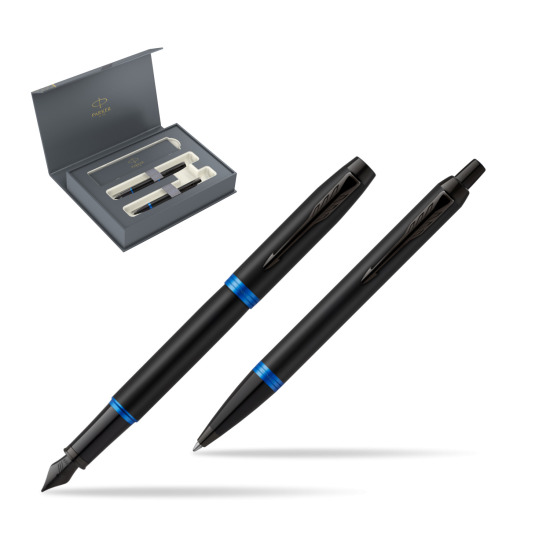 Zestaw prezentowy Parker Pióro wieczne + Długopis IM PROFESSIONALS VIBRANT RING Marine Blue w pudełku Parker Duo 2022