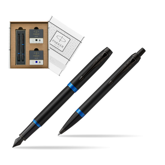 Zestaw prezentowy Parker Pióro wieczne + Długopis IM PROFESSIONALS VIBRANT RING Marine Blue w białym pudełko Parker Eco