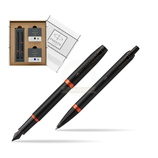 Zestaw prezentowy Parker Pióro wieczne + Długopis IM PROFESSIONALS VIBRANT RING Flame Orange w białym pudełko Parker Eco