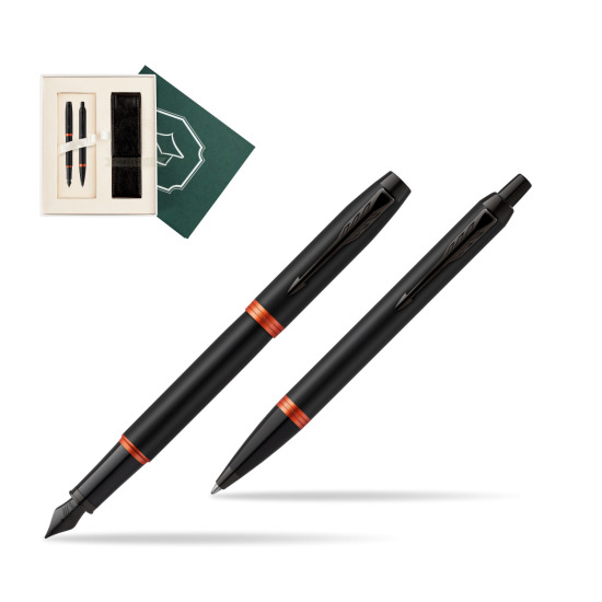 Zestaw prezentowy Parker Pióro wieczne + Długopis IM PROFESSIONALS VIBRANT RING Flame Orange w pudełku Wiedza i Nauka
