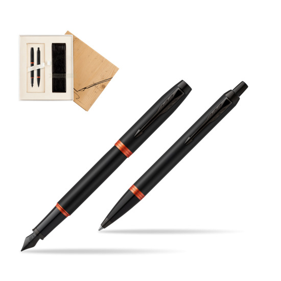 Zestaw prezentowy Parker Pióro wieczne + Długopis IM PROFESSIONALS VIBRANT RING Flame Orange w pudełku Jubileusz 2