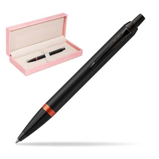 Długopis Parker IM PROFESSIONALS VIBRANT RING Flame Orange w różowym pudełku zamszowym