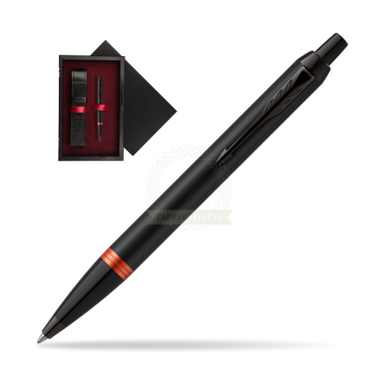 Długopis Parker IM PROFESSIONALS VIBRANT RING Flame Orange w pudełku drewnianym Czerń Single Bordo