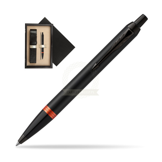 Długopis Parker IM PROFESSIONALS VIBRANT RING Flame Orange w pudełku drewnianym Czerń Single Ecru