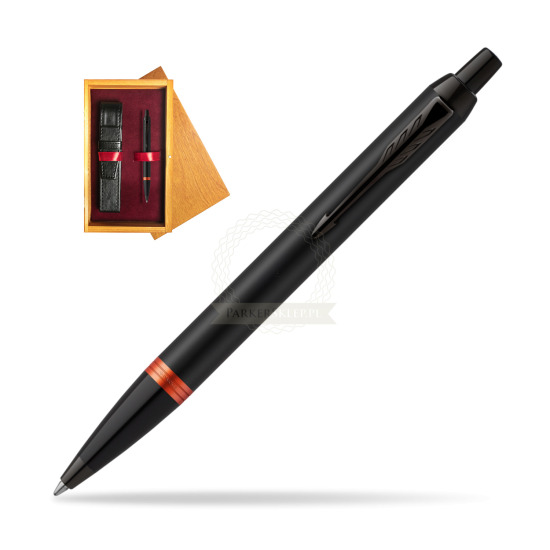 Długopis Parker IM PROFESSIONALS VIBRANT RING Flame Orange w pudełku drewnianym Honey Single Bordo