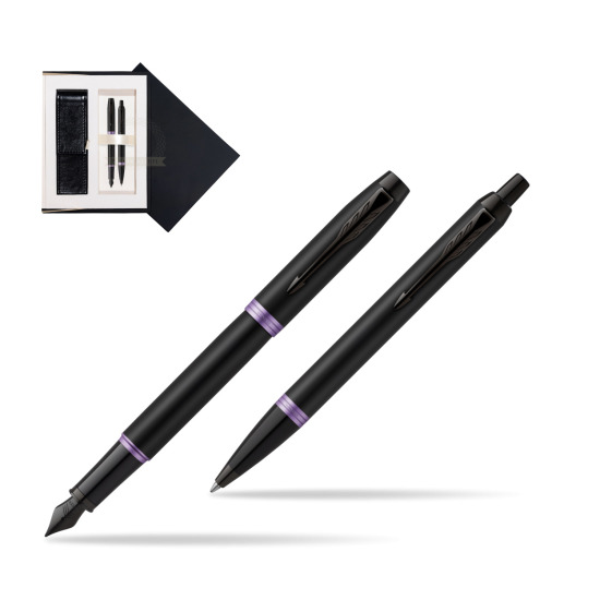 Zestaw Prezentowy Parker pióro wieczne + długopis IM PROFESSIONALS VIBRANT RING Amethyst Purple w czarnym pudełku zamszowym