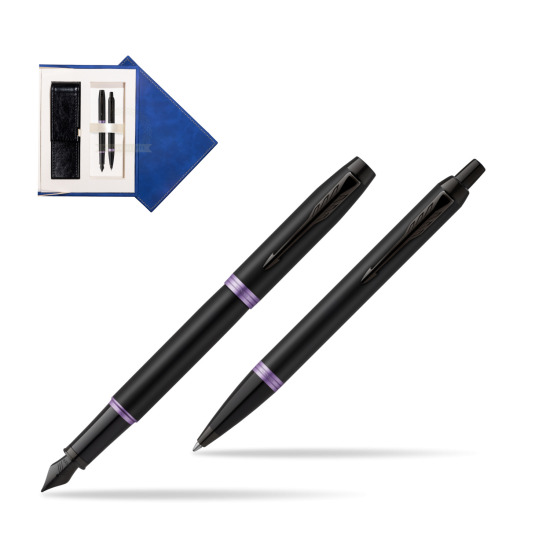 Zestaw Prezentowy Parker pióro wieczne + długopis IM PROFESSIONALS VIBRANT RING Amethyst Purple w granatowym pudełku zamszowym