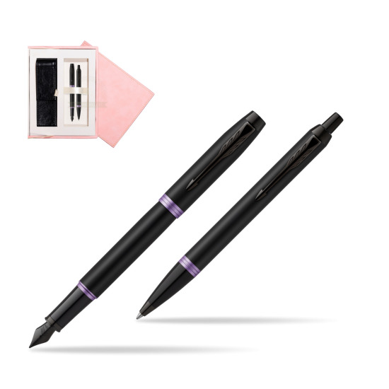 Zestaw Prezentowy Parker pióro wieczne + długopis IM PROFESSIONALS VIBRANT RING Amethyst Purple w różowym pudełku zamszowym