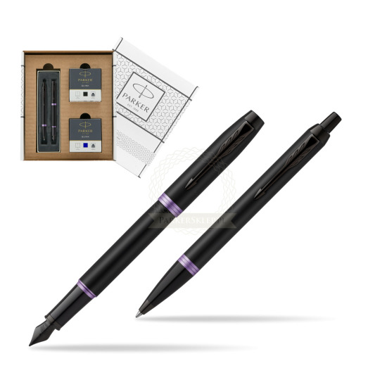 Zestaw Prezentowy Parker pióro wieczne + długopis IM PROFESSIONALS VIBRANT RING Amethyst Purple w białym pudełko Parker Eco