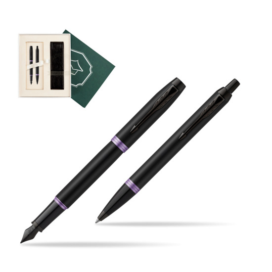 Zestaw Prezentowy Parker pióro wieczne + długopis IM PROFESSIONALS VIBRANT RING Amethyst Purple w pudełku Wiedza i Nauka
