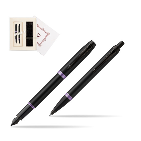 Zestaw Prezentowy Parker pióro wieczne + długopis IM PROFESSIONALS VIBRANT RING Amethyst Purple w pudełku Biel Od Serca