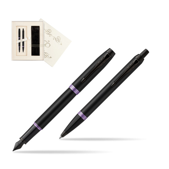 Zestaw Prezentowy Parker pióro wieczne + długopis IM PROFESSIONALS VIBRANT RING Amethyst Purple w pudełku Ślub
