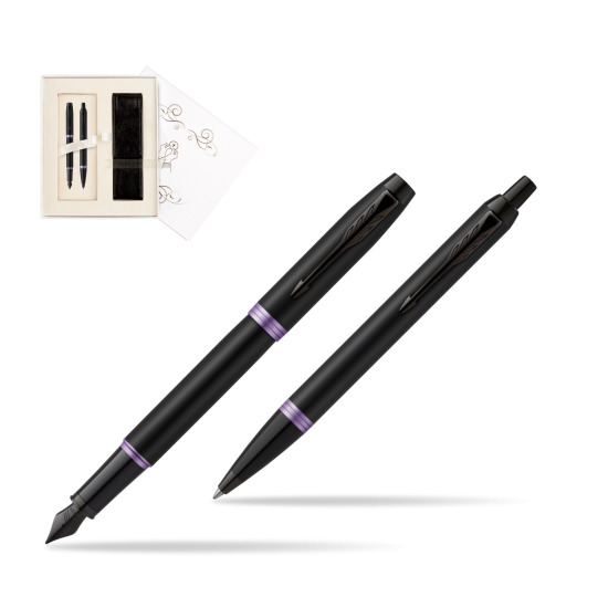 Zestaw Prezentowy Parker pióro wieczne + długopis IM PROFESSIONALS VIBRANT RING Amethyst Purple w pudełku Pamiątka I Komunii