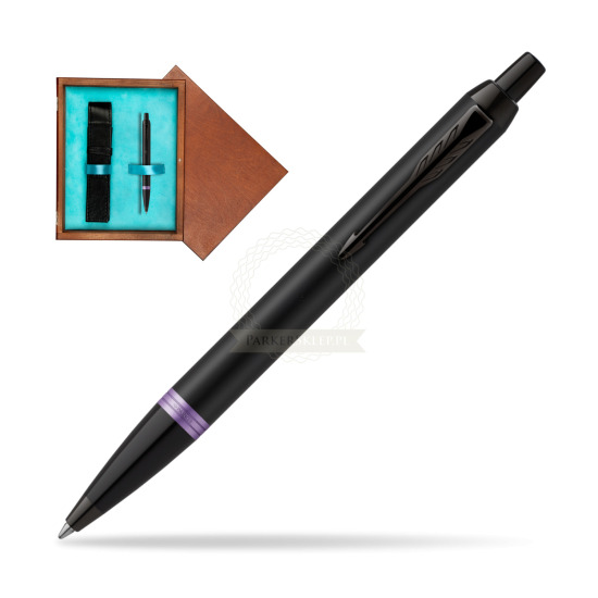 Długopis Parker IM PROFESSIONALS VIBRANT RING Amethyst Purple w pudełku drewnianym Mahoń Single Turkus