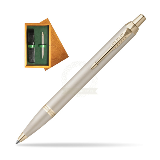 Długopis Parker IM PROFESSIONALS MONOCHROME CHAMPAGNE w pudełku drewnianym Honey Single Zieleń