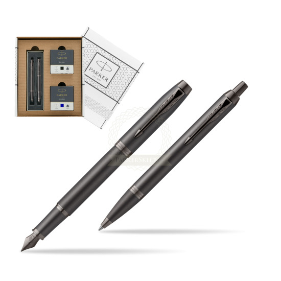 Zestaw Prezentowy Parker Pióro wieczne + Długopis IM PROFESSIONALS MONOCHROME BRONZE w białym pudełko Parker Eco