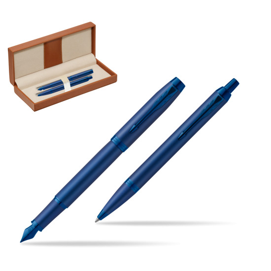 Zestaw Prezentowy Parker Pióro wieczne + Długopis IM PROFESSIONALS MONOCHROME BLUE w pudełku classic brown