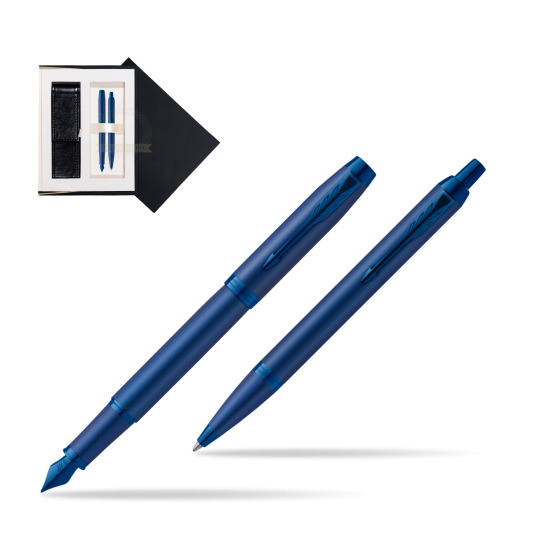 Zestaw Prezentowy Parker Pióro wieczne + Długopis IM PROFESSIONALS MONOCHROME BLUE w czarnym pudełku zamszowym