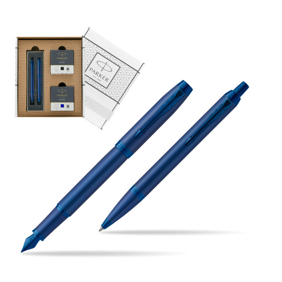 Zestaw Prezentowy Parker Pióro wieczne + Długopis IM PROFESSIONALS MONOCHROME BLUE w białym pudełko Parker Eco