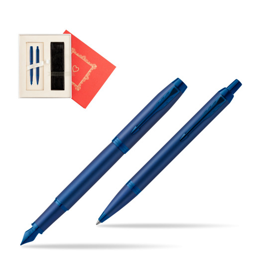 Zestaw Prezentowy Parker Pióro wieczne + Długopis IM PROFESSIONALS MONOCHROME BLUE w pudełku Czerwień Od Serca