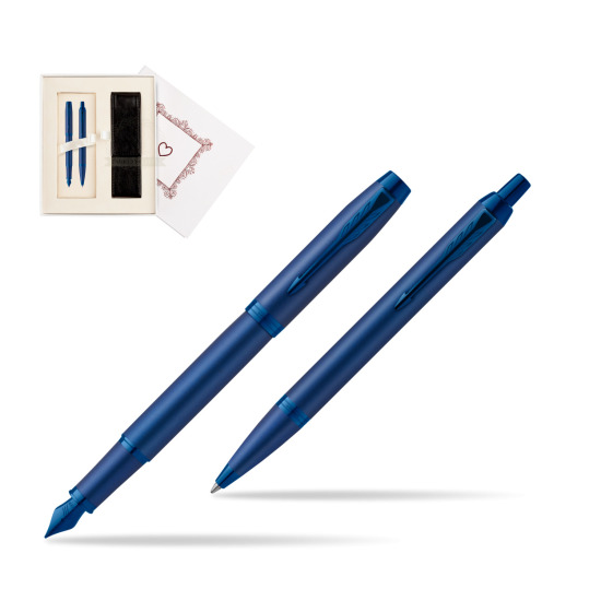 Zestaw Prezentowy Parker Pióro wieczne + Długopis IM PROFESSIONALS MONOCHROME BLUE w pudełku Biel Od Serca