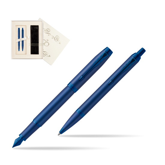 Zestaw Prezentowy Parker Pióro wieczne + Długopis IM PROFESSIONALS MONOCHROME BLUE w pudełku Ślub