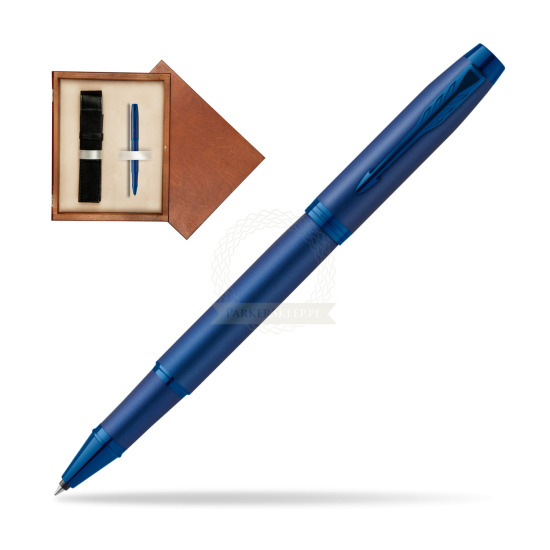 Pióro kulkowe Parker IM PROFESSIONALS MONOCHROME BLUE w pudełku drewnianym Mahoń Single Ecru