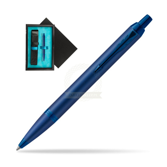 Długopis Parker IM PROFESSIONALS MONOCHROME BLUE w pudełku drewnianym Czerń Single Turkus