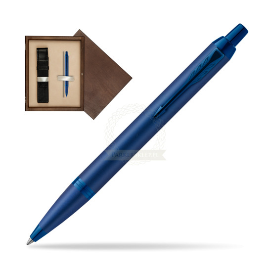 Długopis Parker IM PROFESSIONALS MONOCHROME BLUE w pudełku drewnianym Wenge Single Ecru
