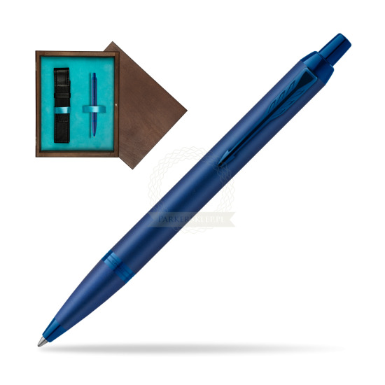 Długopis Parker IM PROFESSIONALS MONOCHROME BLUE w pudełku drewnianym Wenge Single Turkus