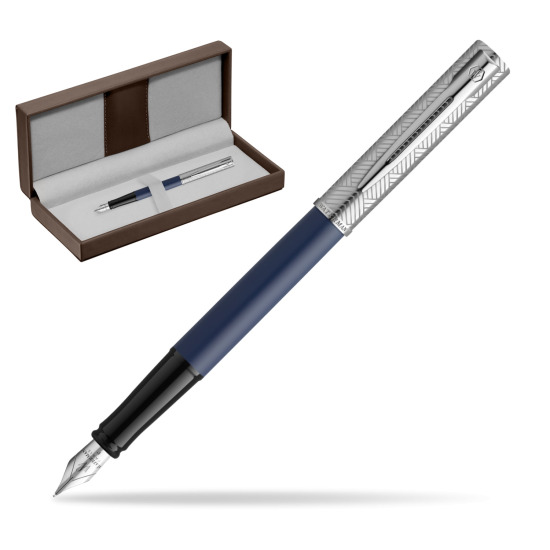 Pióro wieczne Waterman Allure Deluxe Blue w brązowym pudełku skórzanym