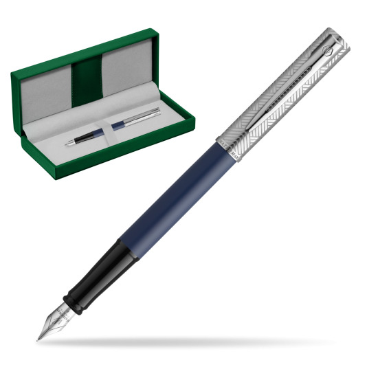 Pióro wieczne Waterman Allure Deluxe Blue w zielonym pudełku skórzanym