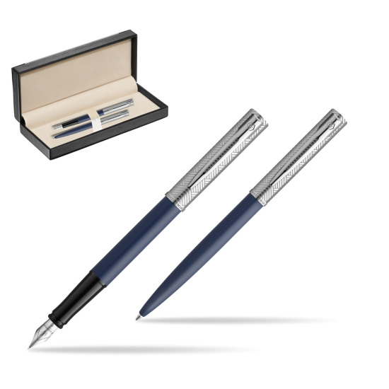 Zestaw Waterman pióro wieczne + długopis Allure Deluxe Blue w pudełku classic black