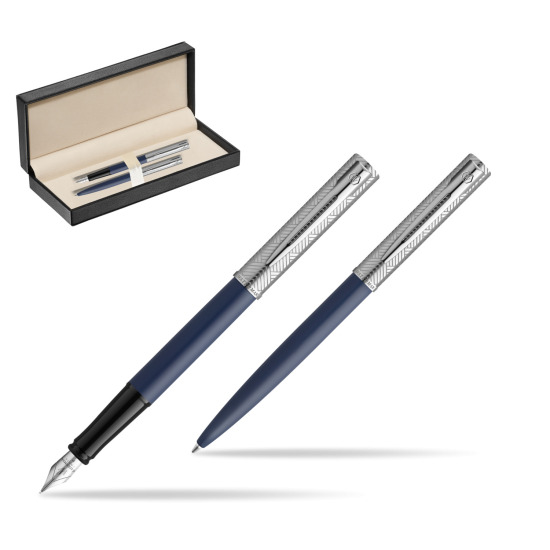 Zestaw Waterman pióro wieczne + długopis Allure Deluxe Blue w pudełku classic pure black
