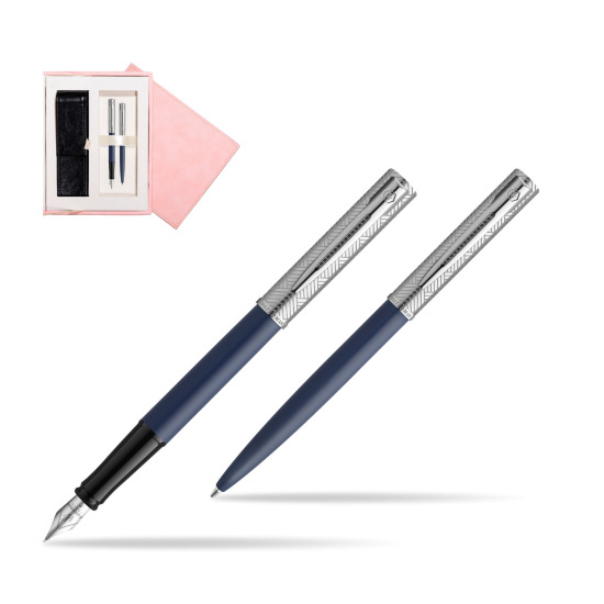 Zestaw Waterman pióro wieczne + długopis Allure Deluxe Blue w różowym pudełku zamszowym