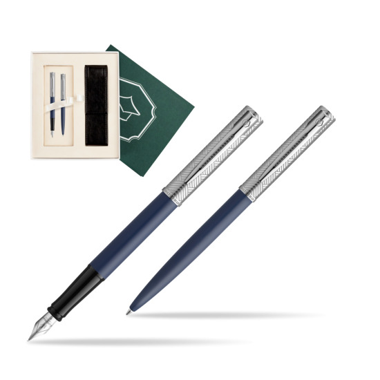 Zestaw Waterman pióro wieczne + długopis Allure Deluxe Blue w pudełku Wiedza i Nauka