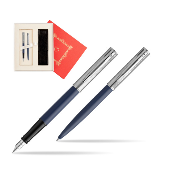 Zestaw Waterman pióro wieczne + długopis Allure Deluxe Blue w pudełku Czerwień Od Serca