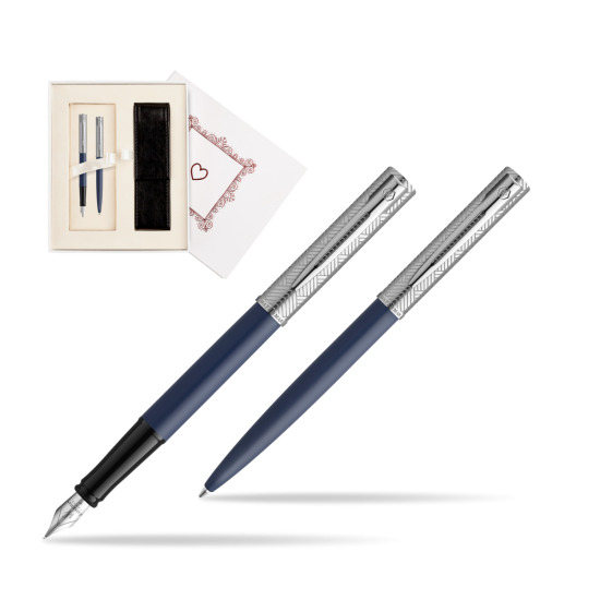 Zestaw Waterman pióro wieczne + długopis Allure Deluxe Blue w pudełku Biel Od Serca
