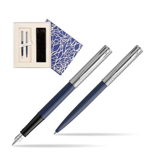 Zestaw Waterman pióro wieczne + długopis Allure Deluxe Blue w pudełku Uniwersalne z etui