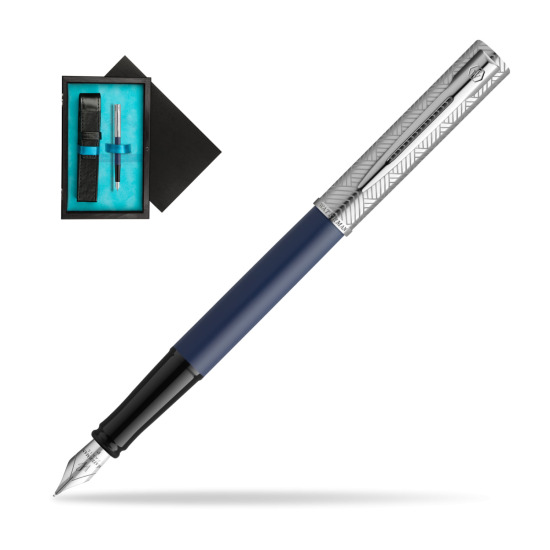 Pióro wieczne Waterman Allure Deluxe Blue w pudełku drewnianym Czerń Single Turkus