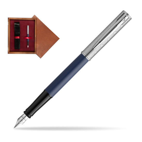 Pióro wieczne Waterman Allure Deluxe Blue w pudełku drewnianym Mahoń Single Bordo