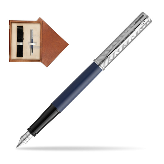 Pióro wieczne Waterman Allure Deluxe Blue w pudełku drewnianym Mahoń Single Ecru